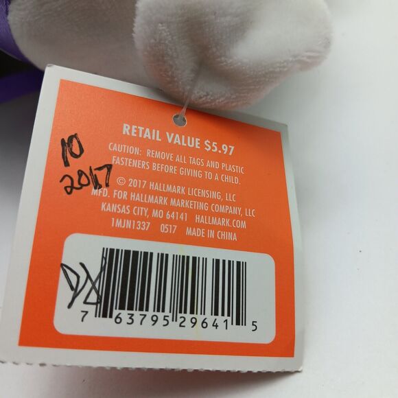 Halloween Vampire Bat Teddy Bear Plush Toy Purple Black White Boo Hallmark - Picture 6 of 6